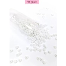 sbodurhome Dökme Cam Kum Boncuk Büyük Boy (6/0) 4 mm - 60 Gram - Kar Beyaz - BNC109
