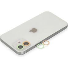sbodurhome    iPhone 12 Renkli Kamera Lens Koruma Cam - Turuncu-Yeşil