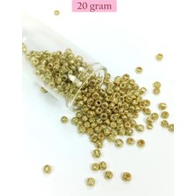 sbodurhome Dökme Cam Kum Boncuk Büyük Boy (6/0) 4 mm - 20 Gram - Altın - BNC093