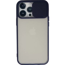 sbodurhome Apple iPhone 13 Pro Max Kılıf Palm Buzlu Kamera Sürgülü Silikon - Lacivert