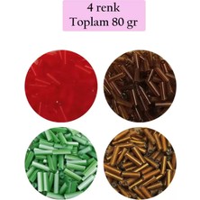 sbodurhome Uzun Boru Kesme Boncuk Çap 2mm Uzunluk 10 mm - 4 Renk - Toplam 80 Gram - BNC431