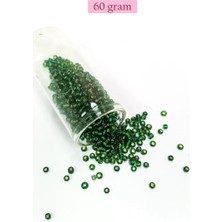 sbodurhome Dökme Cam Kum Boncuk (8/0) 3 mm - 60 Gram - Şeffaf Asker Yeşili - BNC218