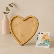 sbodurhome Kalp Model Bambu Ahşap Sunum Tepsisi - 20.5 x 19.5 x 1.4 cm