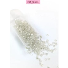 sbodurhome Dökme Cam Kum Boncuk (8/0) 3 mm - 60 Gram - Şeffaf Gümüş - BNC201