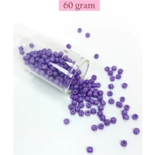 sbodurhome Dökme Cam Kum Boncuk Büyük Boy (6/0) 4 mm - 60 Gram - Mor - BNC116