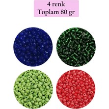 sbodurhome Dökme Cam Kum Boncuk (11/0) 2 mm - 4 Renk - Toplam 80 Gram -  BNC399