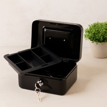 sbodurhome Anahtarlı Metal Para Kutusu 15X12X8 cm - 6 Bölmeli Taşıma Kulplu