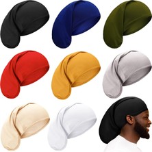 Belirtilmemiş 8 Parça Üniseks Rasta Kep Rasta Spandeks Kep Uzun Saç Dreads Kafa Sargısı Uyku Kaputu Erkekler Için