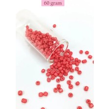 sbodurhome Dökme Cam Kum Boncuk Büyük Boy (6/0) 4 mm - 60 Gram - Açık Kırmızı - BNC125