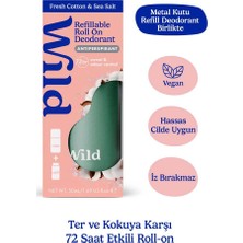 Wild Antiperspirant Roll On Aqua Case & Fresh Cotton & Sea Salt Refill Ter Önleyici Deodorant 50 ml