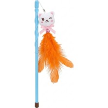 Peluş Figürlü ve Turuncu Tüylü Kedi Oyun Oltası