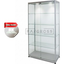 Camlı Vitrin Dolabı 30X70X180 cm – Spot Aydınlatmalı Kilitli Cam Gümüşlük ve Koleksiyon Sergileme Dolabı