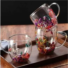 sbodurhome 250 ml Büyük Cidarlı Çiçekli Bardak 1 Adet -1385