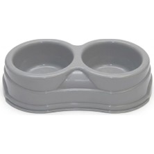 Ikili Pratik Kedi ve Köpek Mama Su Kabı - Gri