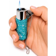 Onr Store Zincir Askılı Kristal Taş Işlemeli Metal Gaz Dolumlu Çakmak