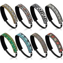 Belirtilmemiş Sintege 8 Adet Kadın Ayarlanabilir Saç Bandı Kaymaz Kadife Astarlı Saç Bandı Düz Renk Boho Saç Band