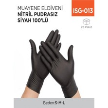 İnci Çelik Aksesuar Muayene Eldiveni Nitril Pudrasız Siyah 100LÜ