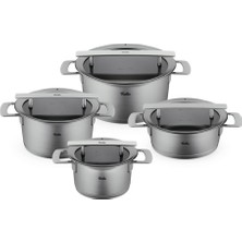Belirtilmemiş Fissler Phi 8 Parça Cam Kapaklı Tencere Seti Renkli 24 cm