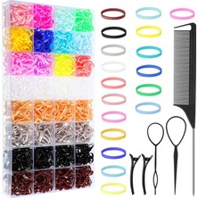 Belirtilmemiş Besarme 2400 Adet Saç Için Lastik Bantlar, Saç Şekillendirme Araçları ile Küçük Lastik Bantlar Renk