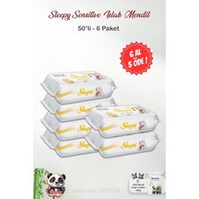 Belirtilmemiş 6 Al 5 Öde Sleepy Sensitive 50'li Islak Bebek Mendil Rosie Pamuk