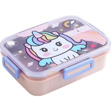Belirtilmemiş Vagonlife Bento 750ML Lunchbox Sevimli Dostlar Tek Katlı 3 Bölmeli Paslanmaz Çelik Sefer Tası Yemek