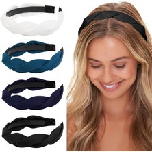 Belirtilmemiş Wovowovo 4 Adet Örgülü Kafa Bandı Kadınlar Kızlar Için Geniş Hairband Saç Bantları Kadın Saç K