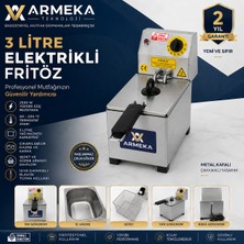 Armeka Elektrikli Fritöz 3 Litre Metal Kafalı Çıkarılabilir Hazneli Kızartma Makinesi
