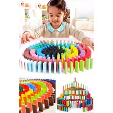 Belirtilmemiş Oyunsal 100 Parça Renkli Ahşap Domino Taşı Seti