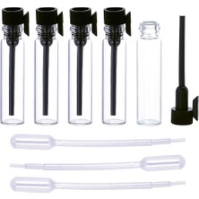 Belirtilmemiş 120 Adet 1 ml Mini Sevimli Boş Cam Parfüm Esansiyel Yağlar Örnek Şişeler Siyah Plastik Çubuk Kapakl