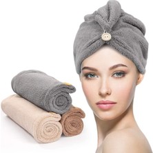 Belirtilmemiş Yfong Mikrofiber Saç Havlusu, 3'lü Paket, Düğmeli, Süper Emici Saç Havlusu, Kıvırcık Saçlar Için, H