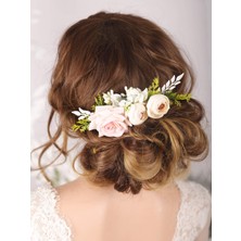 Belirtilmemiş Kercisbeauty Çiçekli Gelin Boho Beyaz Saç Tarağı Fotoğraf Çekimi Saç Çelenk Taç Bahar Düğün Saç Par