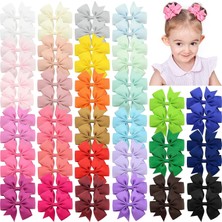 Belirtilmemiş Choicbaby 60 Adet 3 Inç Butik Grogren Şerit Fırıldak Saç Yay Bebek Kız Için, Yürümeye Başlayan Yay