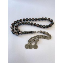 Tesbih TSBH0012AH 925 Ayar Gümüş Püsküllü Küre Kesim Gümüş-Firuze-Mercan Erzurum Oltu Tesbih