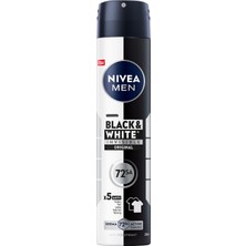 Belirtilmemiş Nivea Men Erkek Sprey Deodorant Black&white Invisible 200ML, 72 Saat Anti-Perspirant Ter K