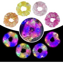 Belirtilmemiş 4 Adet Işık Up Scrunchies Kadınlar Kız Için, Çok Işık Modları LED Scrunchy, Saç Kravat, Karanlık
