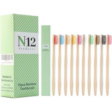 Belirtilmemiş N 12 Products - 10'lu Bambu Fırçası Paketi | Çevre Dostu, Biyobozunur Sürdürülebilir Ağız Ba