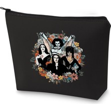 Belirtilmemiş Wzmpa Goth Queens Çiçekli Kozmetik Çantası Lily & Morticia & Vampira & Elvira Hayranları Hediye Gho