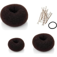 Belirtilmemiş 3 Adet Saç Donut Topuz Yapıcı Halka Tarzı Örgü Chignon Bale Çorabı Topuz (Büyük, Orta, Küçük) (Kahv
