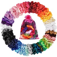 Belirtilmemiş Adrione Saten Scrunchies 60'lı Paket - Ipek Saç Scrunchies Kıvırcık Saçlı Kadınlar Kızlar Için T