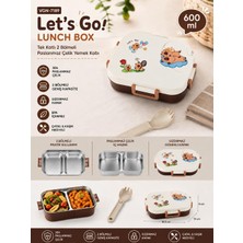Vagonlife VGN-7189 Let's Go 600 ml Tek Katlı 2 Bölmeli Paslanmaz Çelik Yemek Kabı (Lunch Box)