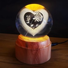 Eco Lounge Kalp Içinde Gül Tasarımlı Dönen Cam Küre