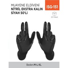 İnci Çelik Aksesuar Muayene Eldiveni Nitril Ekstra Kalın Siyah 50 Li