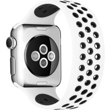 sbodurhome    Watch 38MM Ayarlı Delikli Silikon Kordon - Beyaz-Siyah