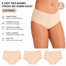 X-Lady 3'lü Bambu Yüksek Bel Bato Kadın Külot