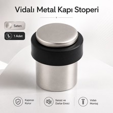 Badem10 Vidalı Metal Kapı Stoperi Saten Kapı Tamponu Durdurucu Kauçuk Darbe Önleyici Koruyucu Düz Model