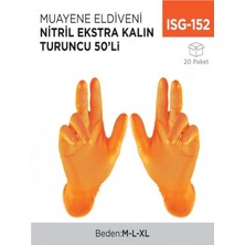 İnci Çelik Aksesuar Muayene Eldiveni Nitril Ekstra Kalın Turuncu 50Lİ