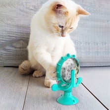 Renas Store Vantuzlu Zilli Interaktif Dönebilen Mama Kaplı Renkli Eğlenceli Eğitici Kedi Oyuncağı