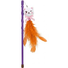 Peluş Figürlü ve Turuncu Tüylü Kedi Oyun Oltası