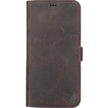 Eco Lounge Apple iPhone 13 Pro Max Uyumlu Deri Cüzdanlı Kılıf Acı Kahve