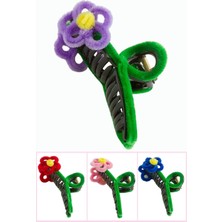 Renas Store Çiçek Tüylü Mandal Toka 11 cm